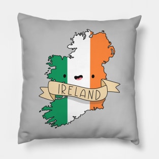 Kawaii Ireland Flag Map Pillow