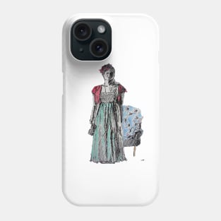 Glamorous Woman with a Red Rose in Evening Dress Watercolor and Ink Painting Phone Case