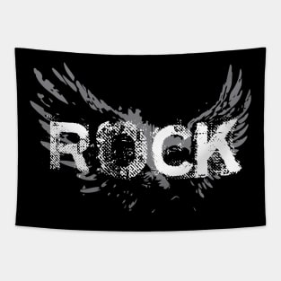 Rock Text with Wings Tapestry