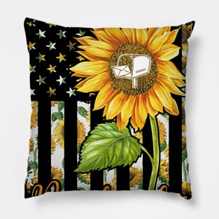 Postal Worker Flag - Sunflower Pillow