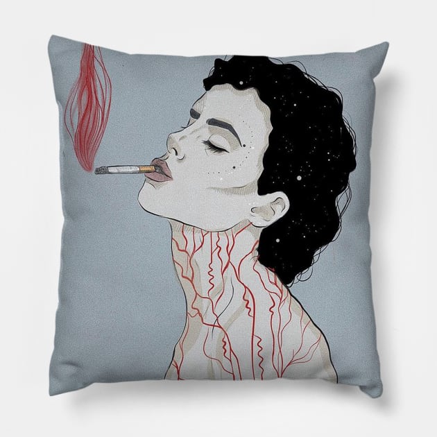 Red smoke Pillow by DemoNero