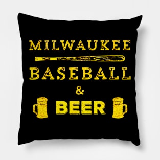 Classic Milwaukee Baseball & Beer Fan Pillow