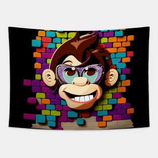 MONKEY SMILING WITH SUNGLASSES ON Tapestry