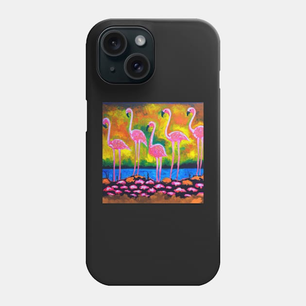 Weird Flamingoes On The Rocks Phone Case by thatmacko