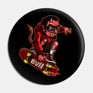 Devil Skateboarder Pin