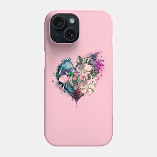 Pink Floral Heart with Humminbird Phone Case