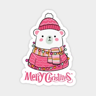 Merry Christmas a cute polar bear ready for the holidays Magnet