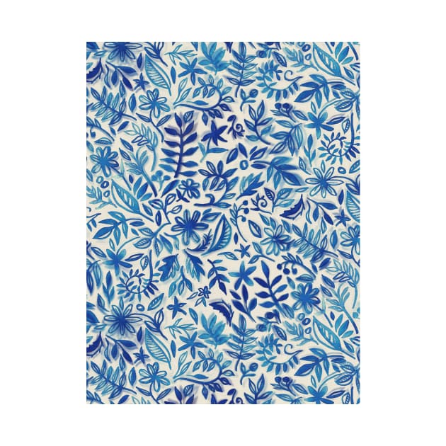 Floating Garden - a watercolor pattern in blue by micklyn