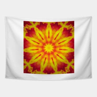 Flower Mandala Fire - Yellow, Orange and Red Tapestry