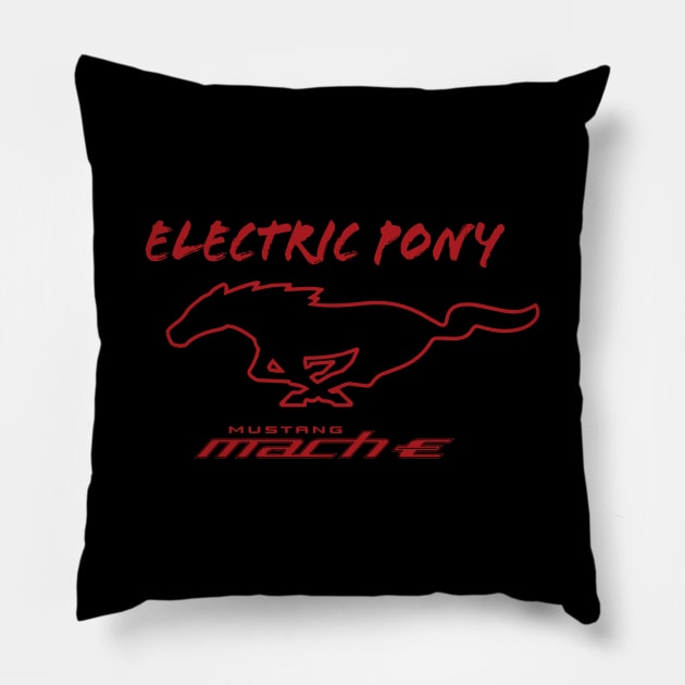 Mustang Mach-E - Electric Pony in Rapid Red Pillow by zealology