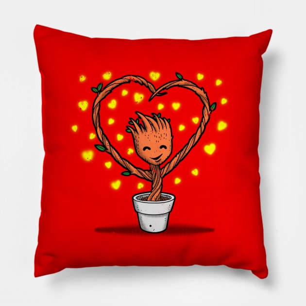 Superhero Of Love Cute Funny Alien Valentine Gift Pillow by BoggsNicolas