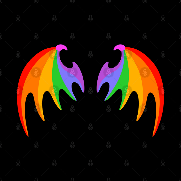 BACK PRINT - Rainbow Dragon Bat Wings by dreambeast.co