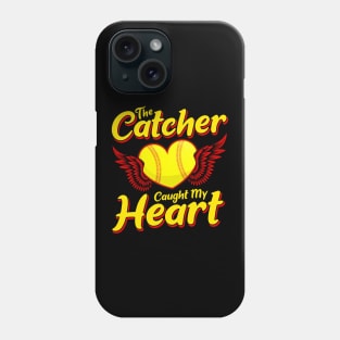 Cute The Catcher Caught My Heart Baseball Softball Phone Case