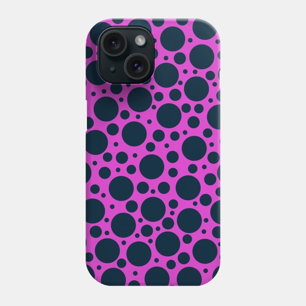 Random Polka Dots - Black on Hot Pink Phone Case by Whoopsidoodle