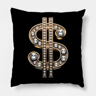 Dollar sign in gold Pillow