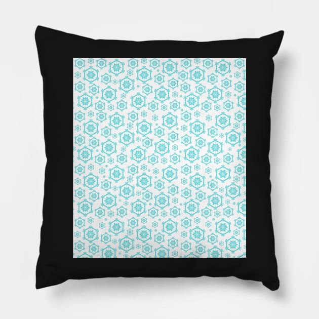Pretty Blue Winter Snowflake Pattern Pillow by OneLook