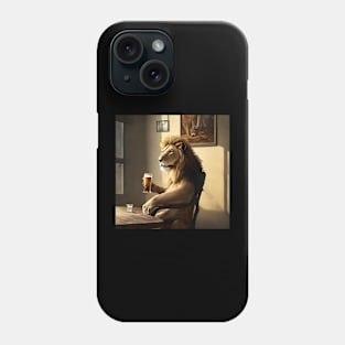 lion drinking beer Phone Case