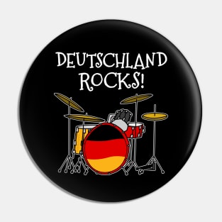 German Flag Drums, Deutschland Rocks, Drummer Musician Pin