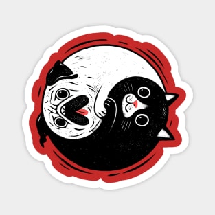 Yin yang cat and dog Magnet