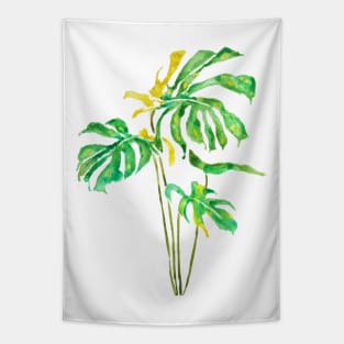 green and yellow leaf watercolor Tapestry