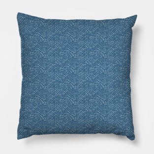 Ink dot scales - white on Blue D Pillow