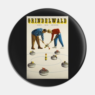 Grindelwald, Switzerland, Curling Poster Pin