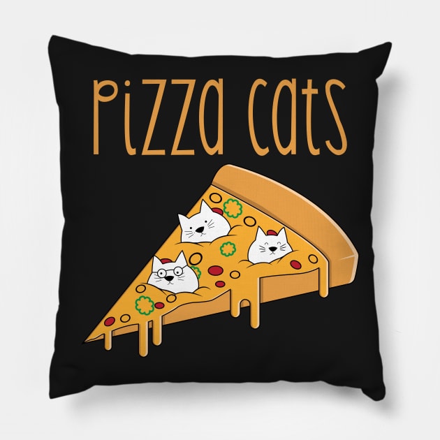 Pizza Cats - Cat and Pizza product, Funny Kitty Tee Pillow by theodoros20