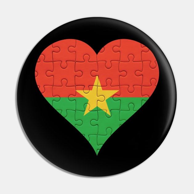 Burkinabe Jigsaw Puzzle Heart Design - Gift for Burkinabe With Burkina Faso Roots Pin by Country Flags