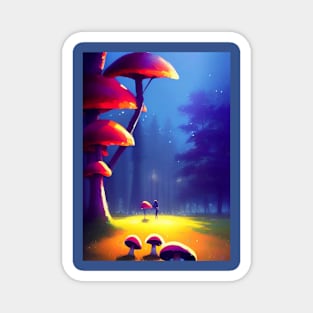 DREAMY SURREAL RED MUSHROOMS AT NIGHT Magnet