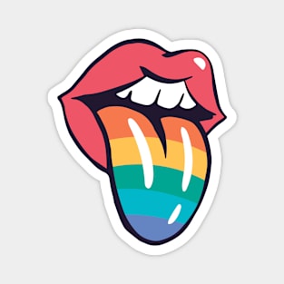 Rainbow Colored Tongue // LGBTQ Pride Funny Rainbow Cartoon Magnet