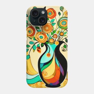 Gold Flowers Modern Contemporary Still Life Painting Phone Case