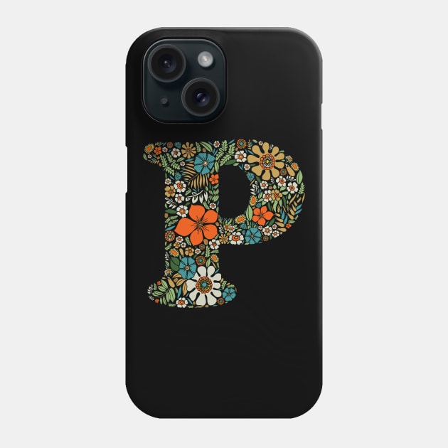 Hippie Floral Letter P Phone Case by zeljkica