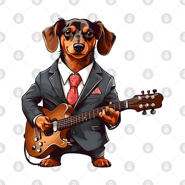 Dachshund Playing Guitar by Graceful Designs