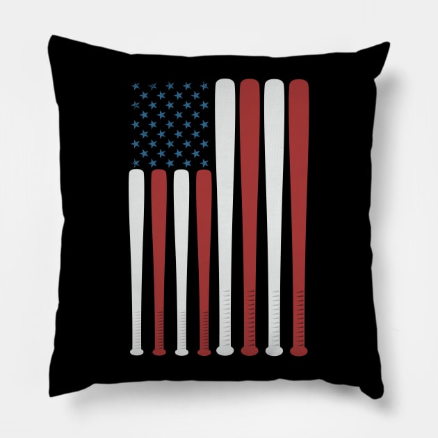 Baseball American Flag Gift Baseball Usa Gift Pillow by mommyshirts