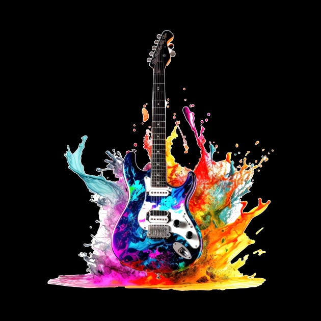 Guitar with Colorful Splash by ZombieTeesEtc