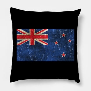 Vintage Aged and Scratched New Zealand Flag Pillow