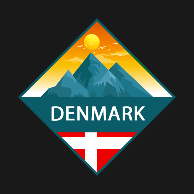 Denmark Mountain Sticker, Travel to Denmark by norwayraw