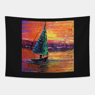 Sailing at Sunset Tapestry