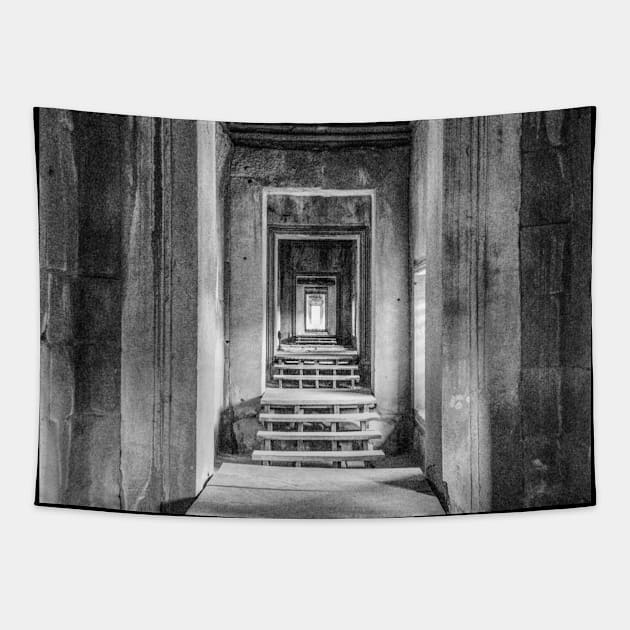 Endless Portals, Angkor Wat - BW Tapestry by BrianPShaw