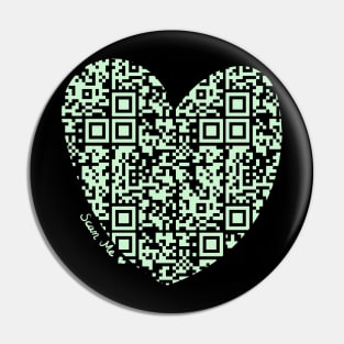 Pastel Green Rick Astley Rickroll QR Code Heart Art Pin