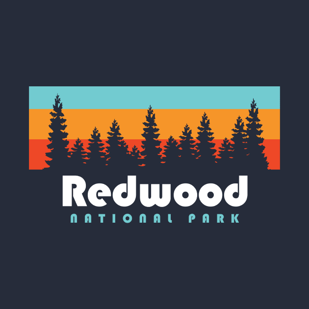 Redwood National Park California Retro Vintage Trees by PodDesignShop