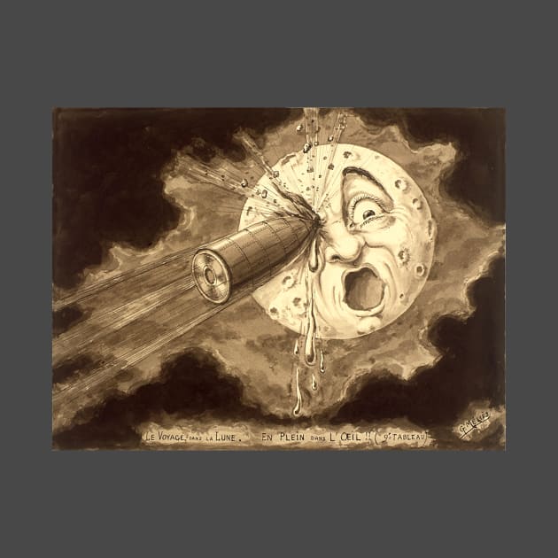 Le Voyage dans la Lune (drawing) by G. Melies by Artimaeus