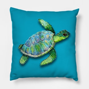 Swimming sea turtle Pillow