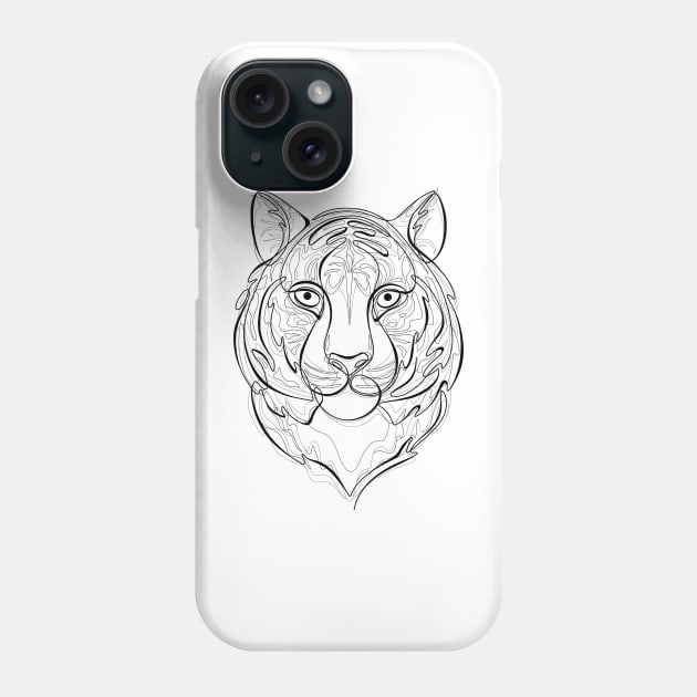 Continuous Line Tiger Portrait. 2022 New Year Symbol by Chinese Horoscope Phone Case by lissantee
