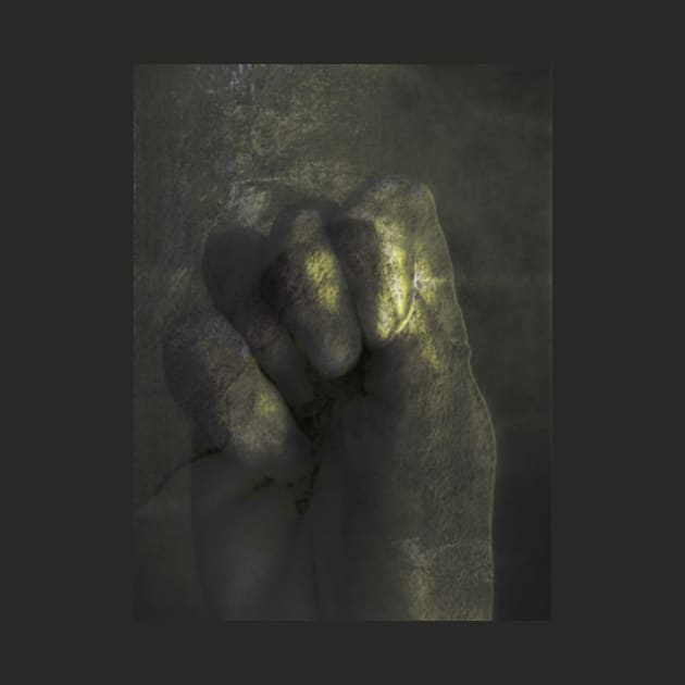 Digital collage and special processing. Clenched palm. Calm and soft. Like some fog, medieval. Like gold or bronze. by 234TeeUser234