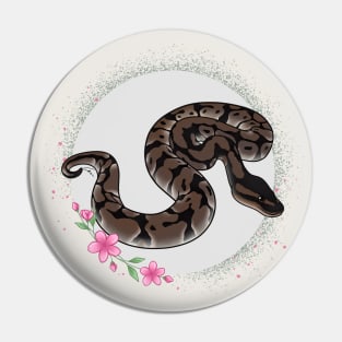 Axanthic Ball Python Floral Theme Pin