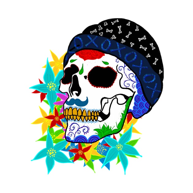 Skull and Flowers by GoddessFr3yja