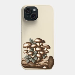 Shiitake Mushrooms on Fallen Tree: Vintage Cottage Core Phone Case