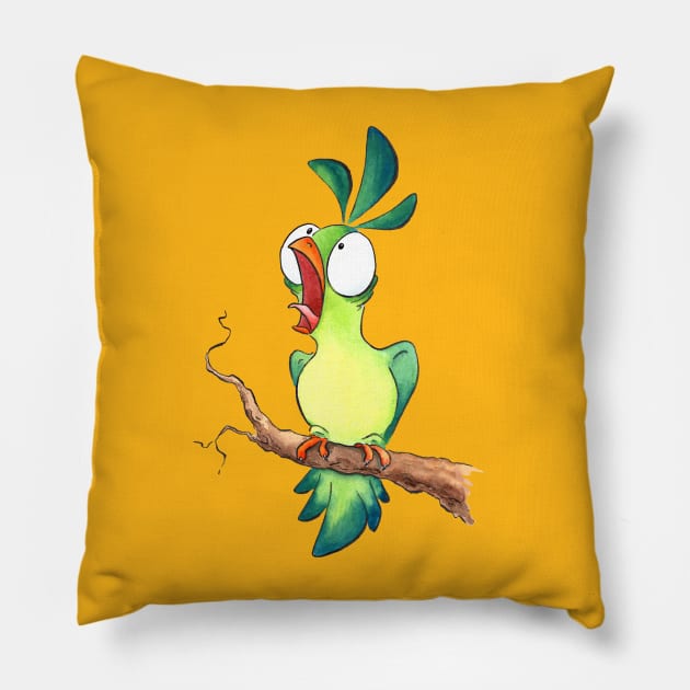 Crazy Bird Pillow by Alyona Shilina