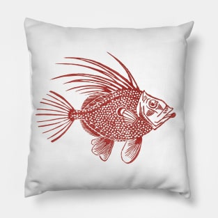 Red John Dory Linocut Fish Pillow